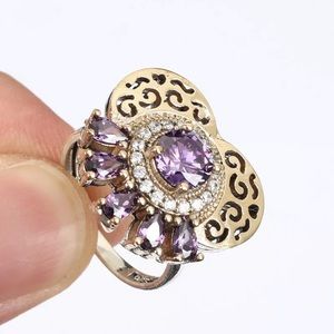 Sultan Ottoman Topaz Amethyst Modern Silver Ring